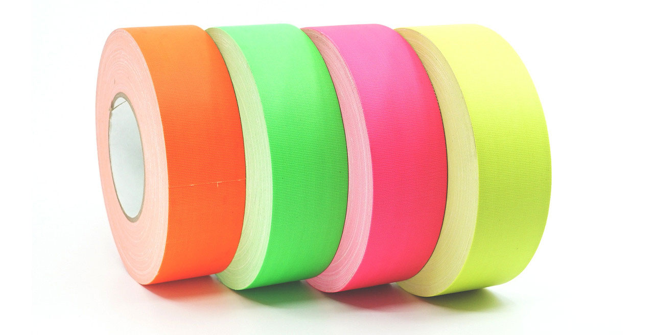 Fluorescent Gaffer Tape for cosmic pickleball courts from Tape Jungle.